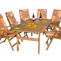 Akácia kerti bútor szett  asztal 100x200 cm + 6db szék + székpárnák